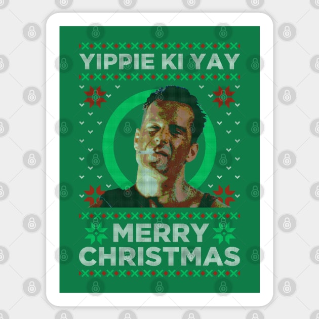 Die Hard Christmas Yippie Ki Yay Sticker by scribblejuice